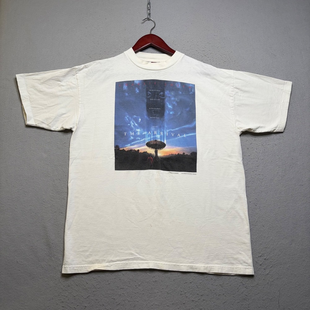 Bay Side T-Shirt Mens XL White The Arrival Charlie Sheen Movie Promo Vintage 90s